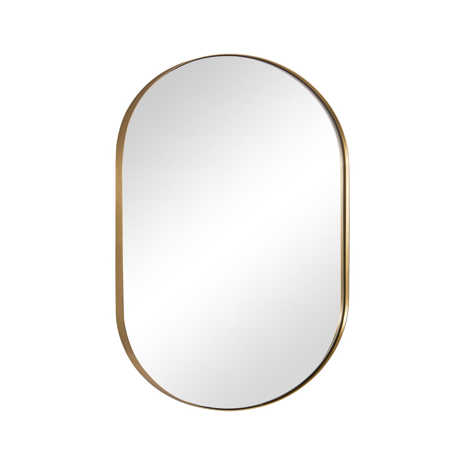 Modern Pill Shaped Capsule Wall Mirrors Long Oval Bathroom Vanity Mirror | Stainless Steel Frame