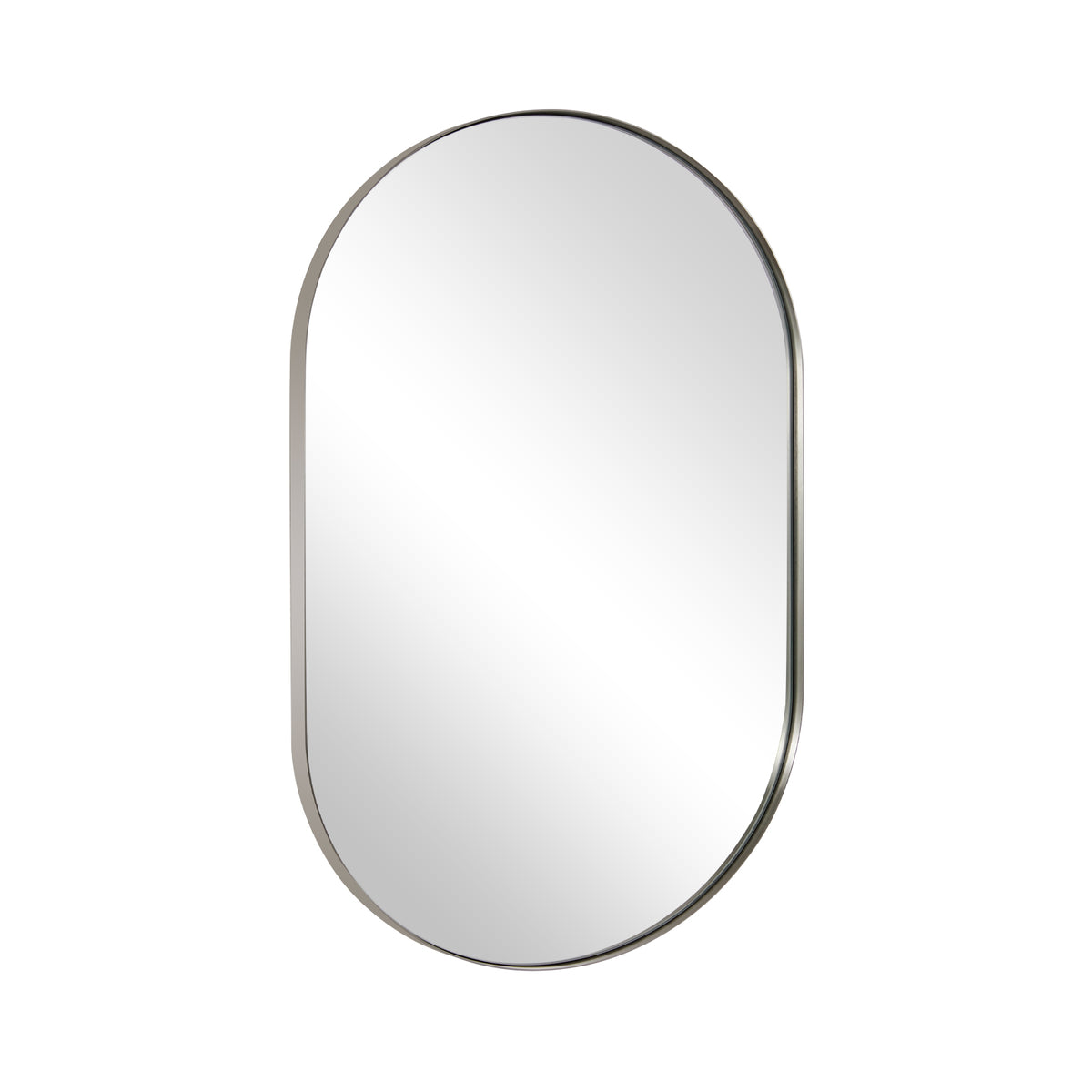 Modern Pill Shaped Capsule Wall Mirrors Long Oval Bathroom Vanity Mirror | Stainless Steel Frame