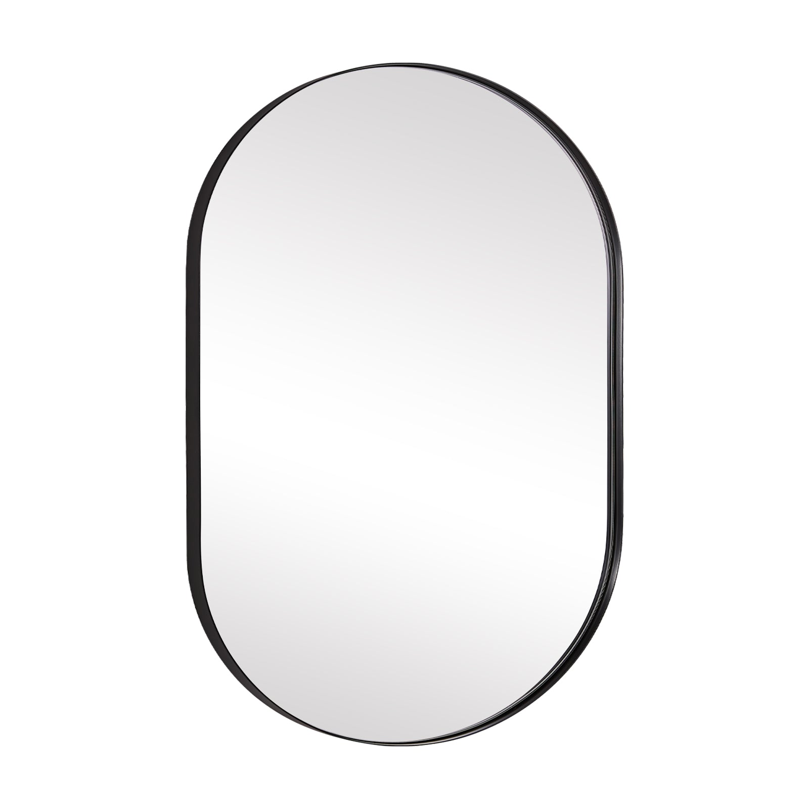 Open Box Like New : Contemporary Pill / Capsule Shaped Bathroom Wall Mirrors | Stainless Steel Framed