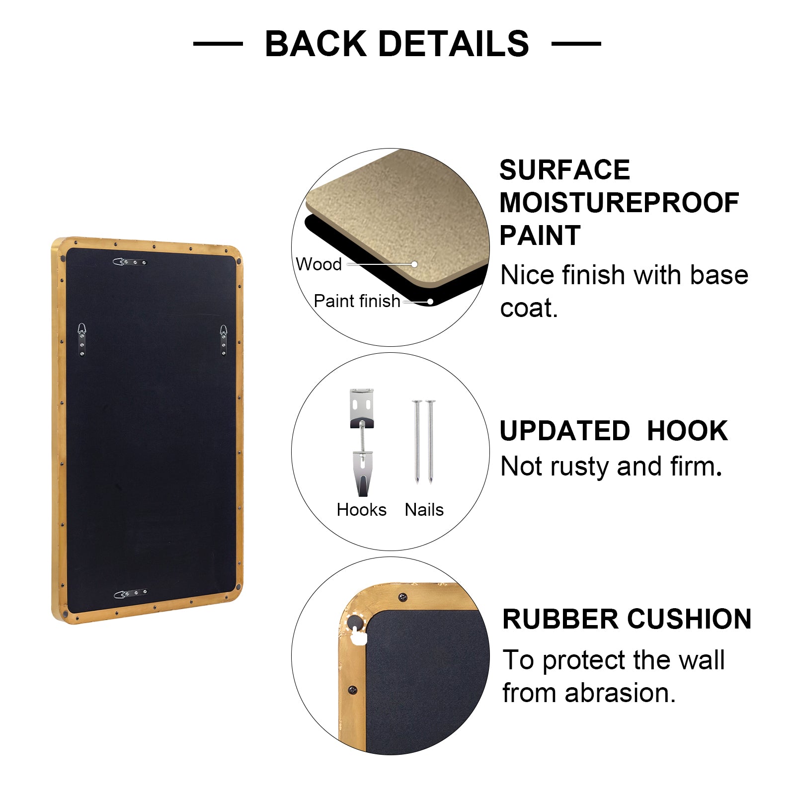 Modern Brushed Gold Rectangle Bathroom/ Vanity Mirrors with Stainless Steel Frame