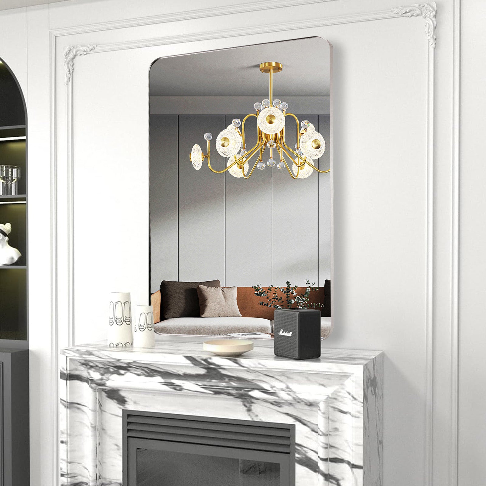 Minimalist Modern Rounded Rectangular Bathroom Mirrors