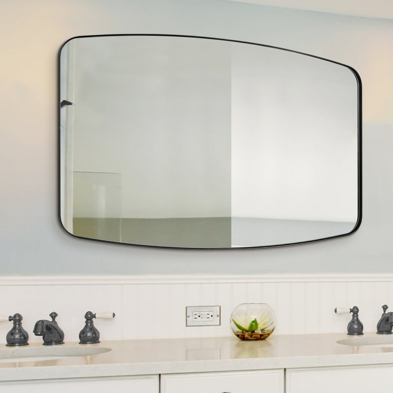 Open Box Like New:Modern Oblong Bathroom Mirror Long Oval Mirror