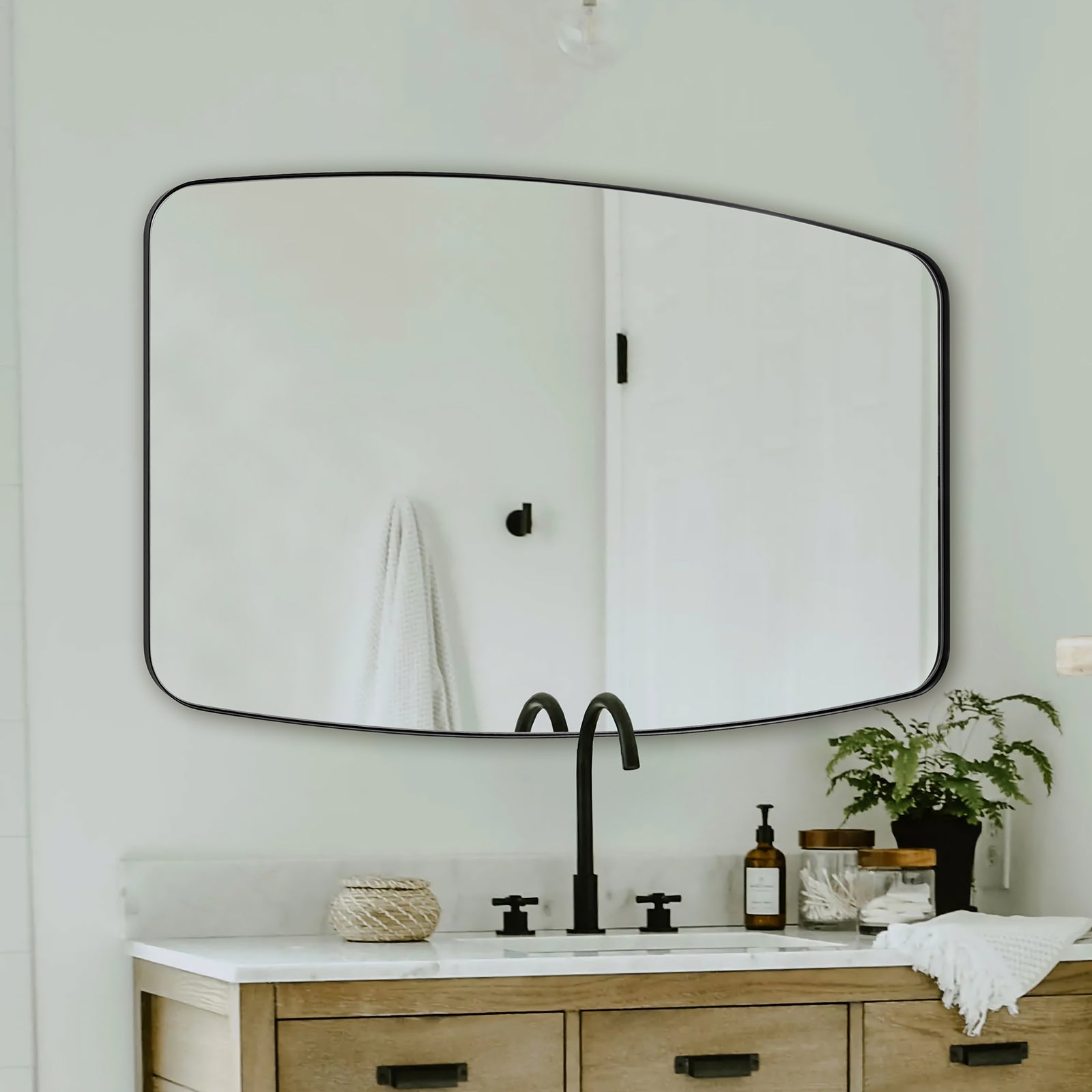 Open Box Like New:Modern Oblong Bathroom Mirror Long Oval Mirror