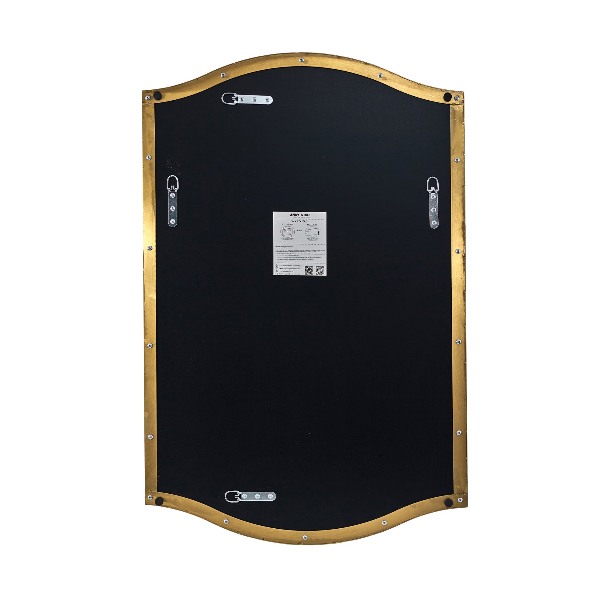 Dual Curve Arch Rectangular Scalloped Bathroom Wall Mirror |Stainless Steel Framed