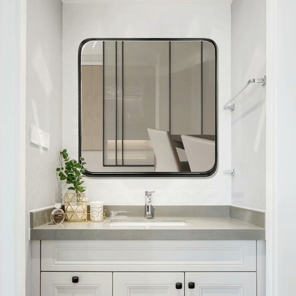 ANDY STAR Square Bathroom Mirror, Wall Decor Circle Mirror with Stainless Steel Frame