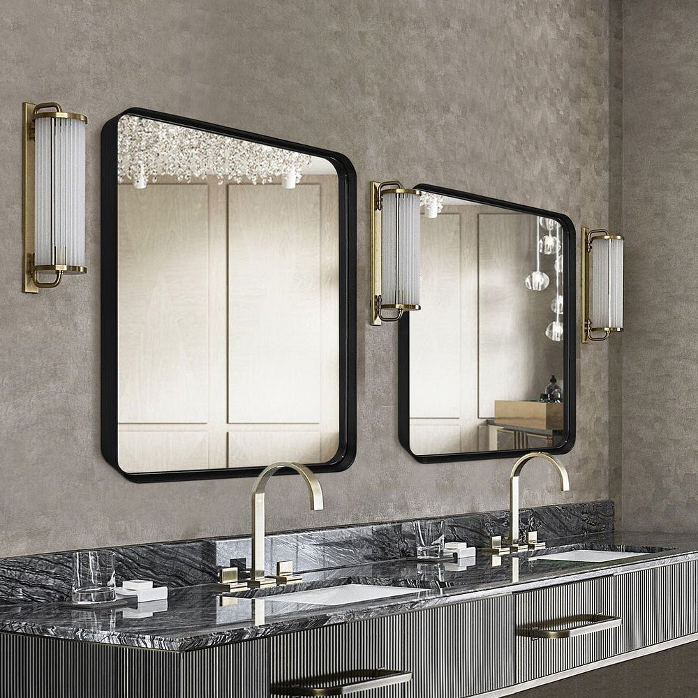 ANDY STAR Square Bathroom Mirror, Wall Decor Circle Mirror with Stainless Steel Frame