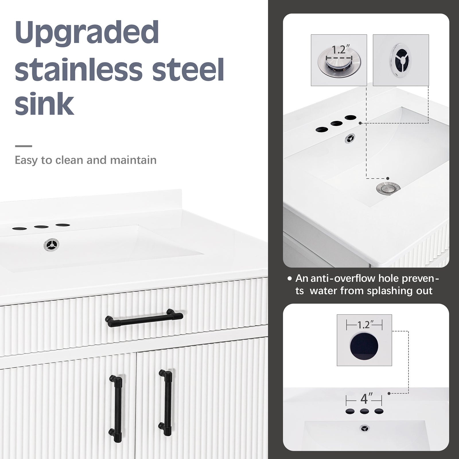 Modern Bathroom Vanities with Sink Combo Wave Bathroom Cabinet with Shelf and Drawer