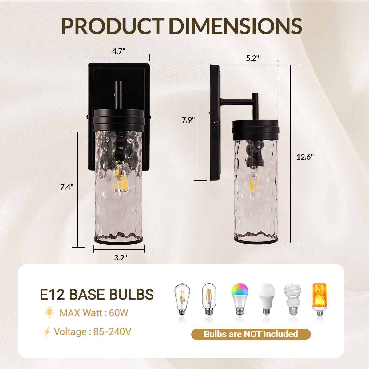 Tube Flow Hammer Glass Shade Bathroom Wall Sconces