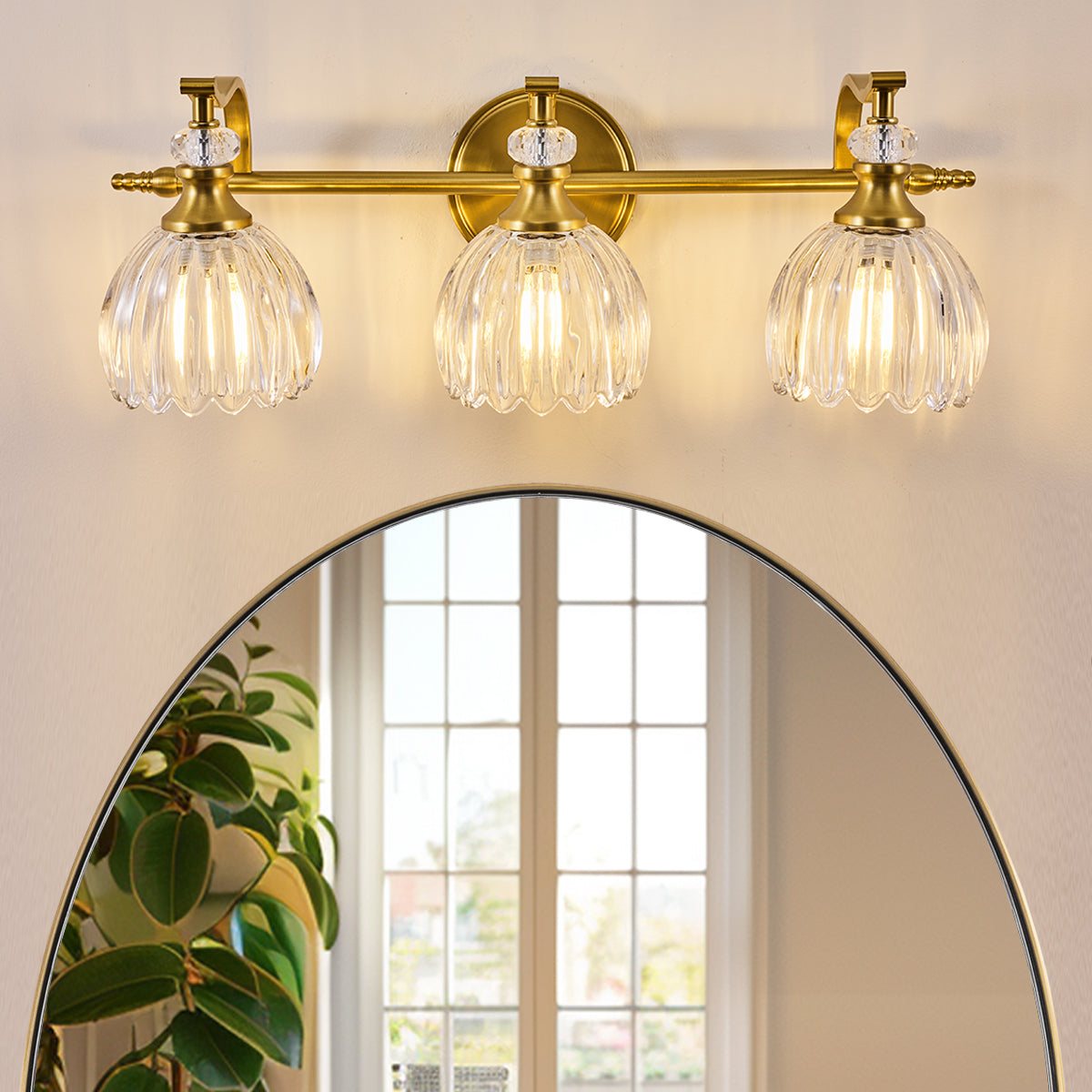 Contemporary Bathroom Vanity Light Fixtures with Tulip Glass Shade Sconces for Bath,Bedroom, Hallway