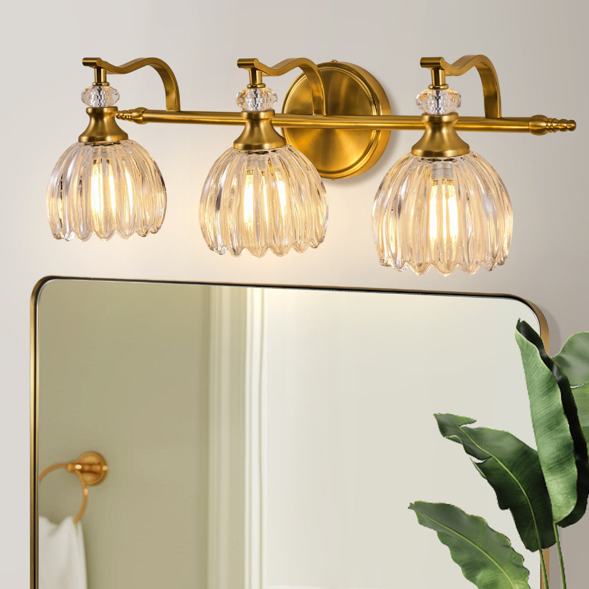 Contemporary Bathroom Vanity Light Fixtures with Tulip Glass Shade Sconces for Bath,Bedroom, Hallway
