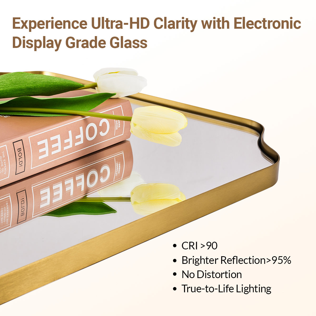 Open Box Like New:Notched Corner Irregular Scalloped Rectangle Mirrors | Stainless Steel Frame