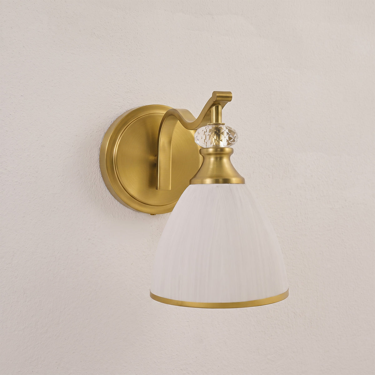 Artistical Metal Crank Frame White Frosted Trumpet Shade Bathroom Sconces