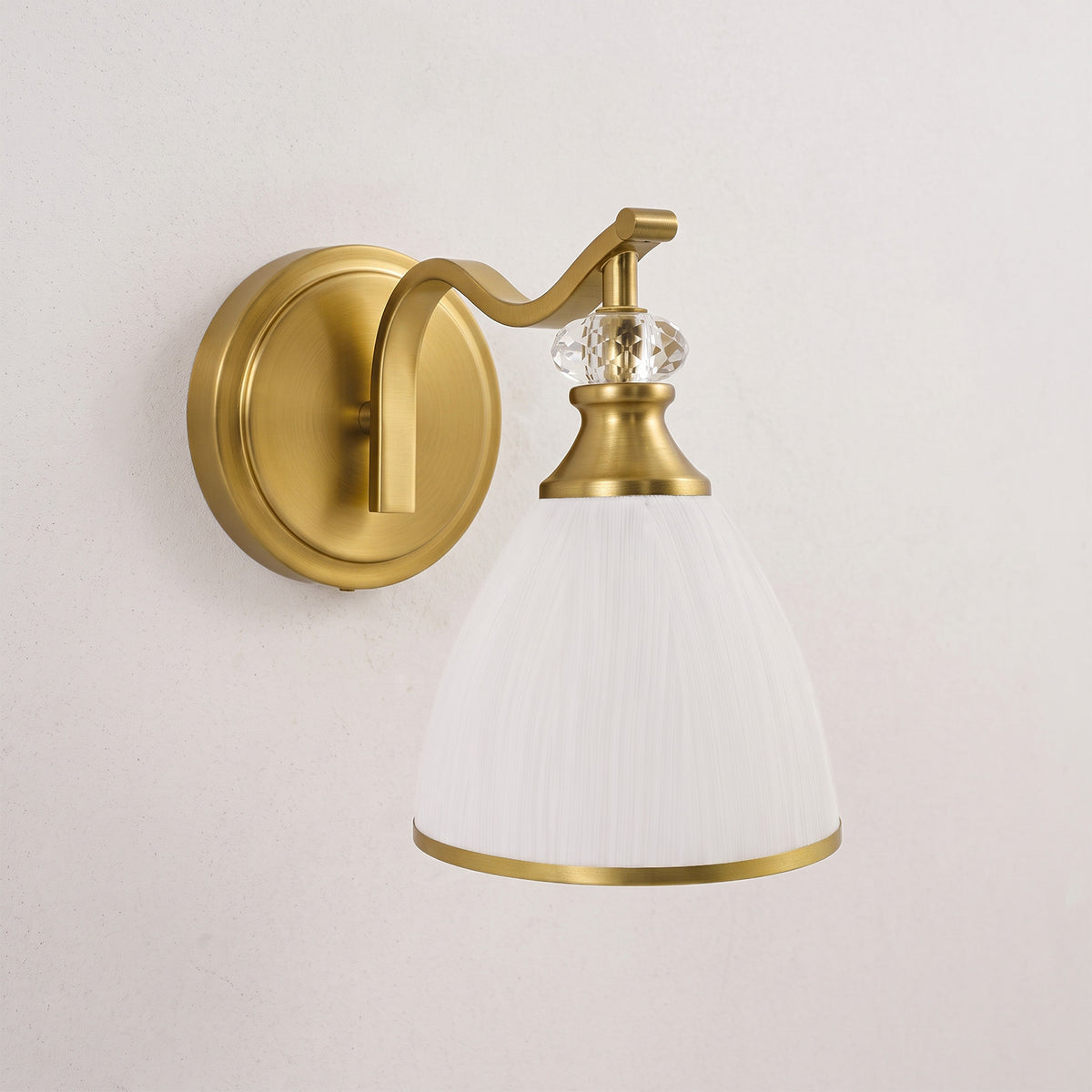 Artistical Metal Crank Frame White Frosted Trumpet Shade Bathroom Sconces