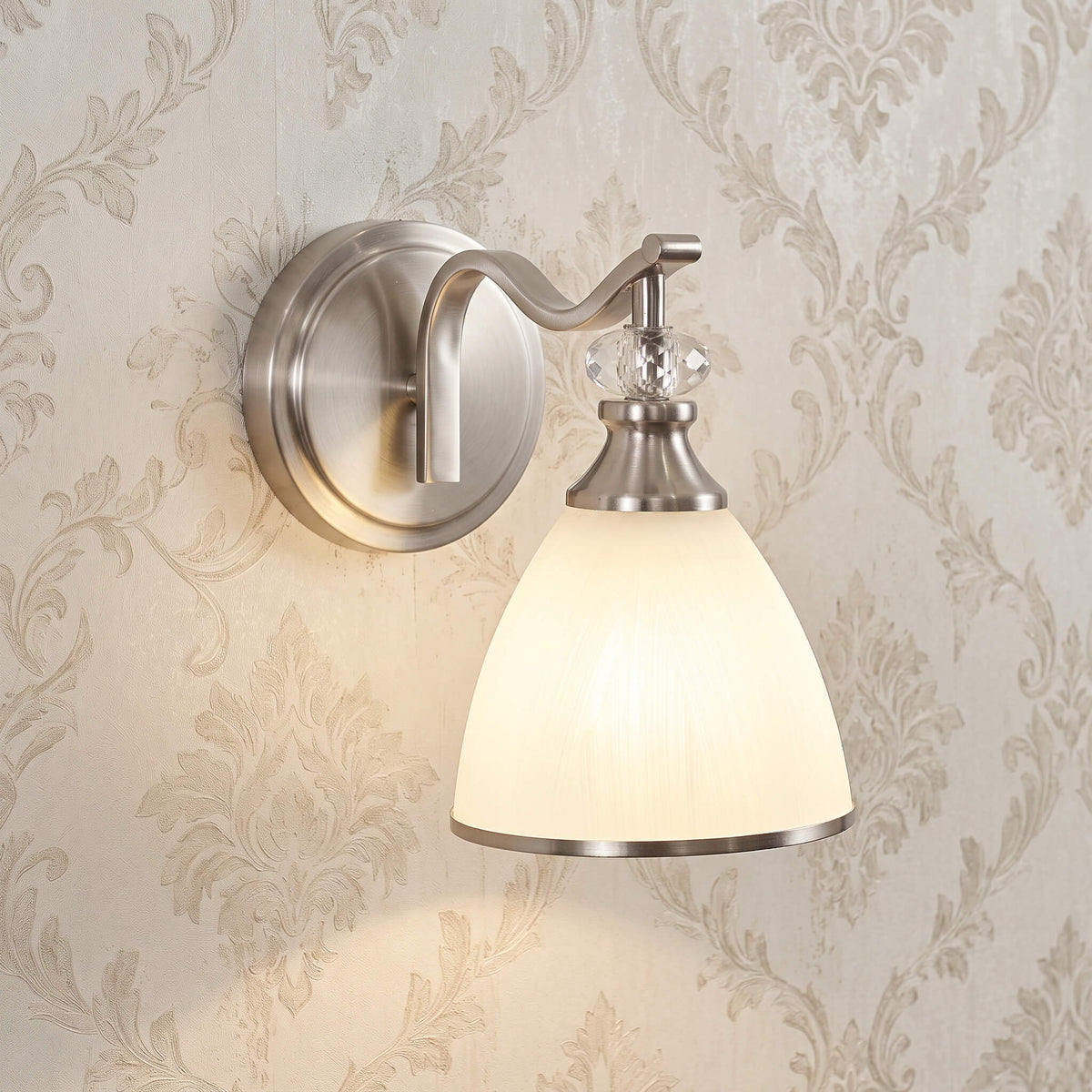 Vintage Frosted Trumpet Glass Shade Bathroom Vanity Light