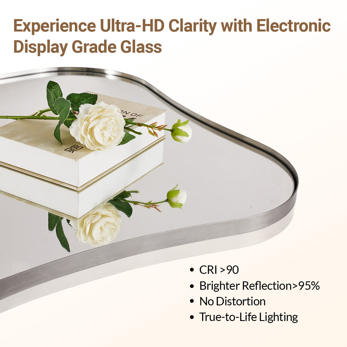 Contemporary Square Scalloped Bathroom Mirrors | 30Inch,Stainless Steel Framed