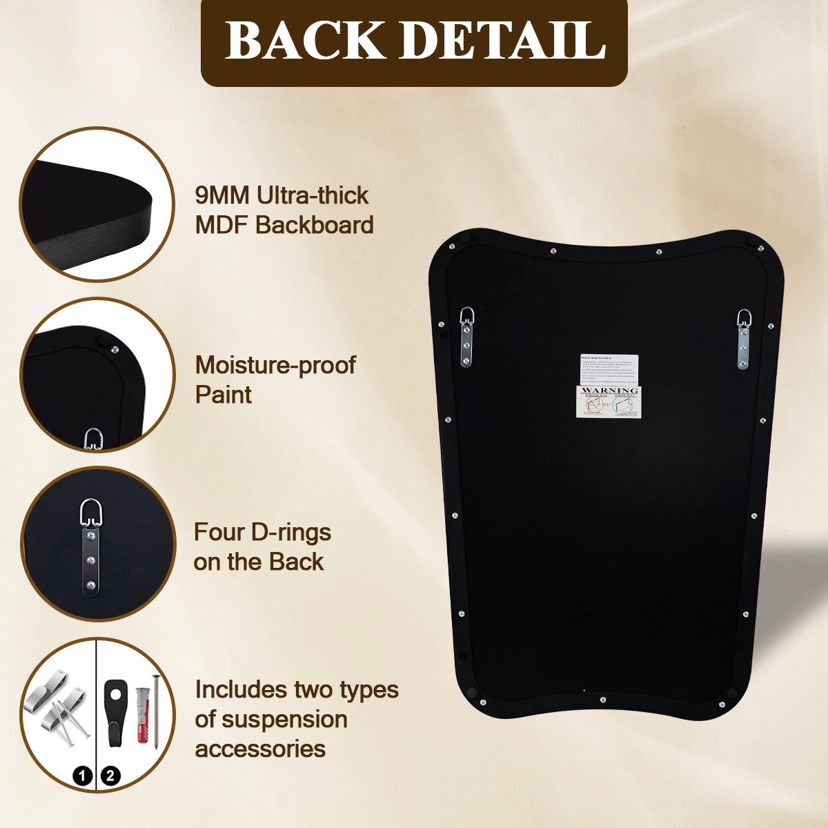 Contemporary Asymmetrical Irregular Wall Mirror for Bathroom |Stainless Steel Frame