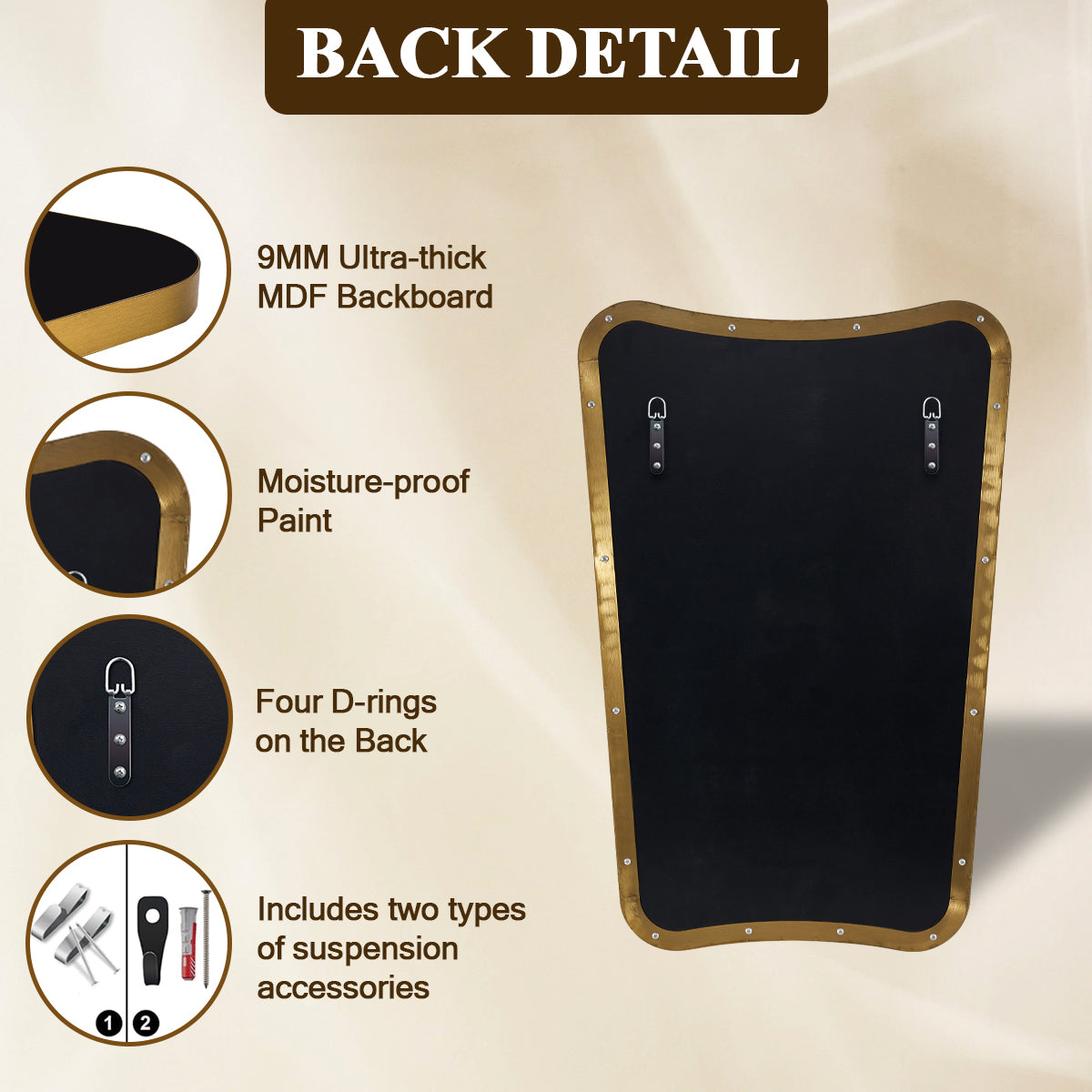 Contemporary Asymmetrical Irregular Wall Mirror for Bathroom |Stainless Steel Frame