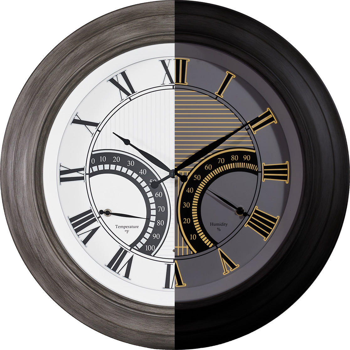 Contemporary 24 Inch Large Outdoor Wall Clock Waterproof Illuminated Clock,Stripe Dial