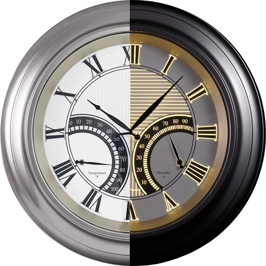 Contemporary 24 Inch Large Outdoor Wall Clock Waterproof Illuminated Clock,Stripe Dial