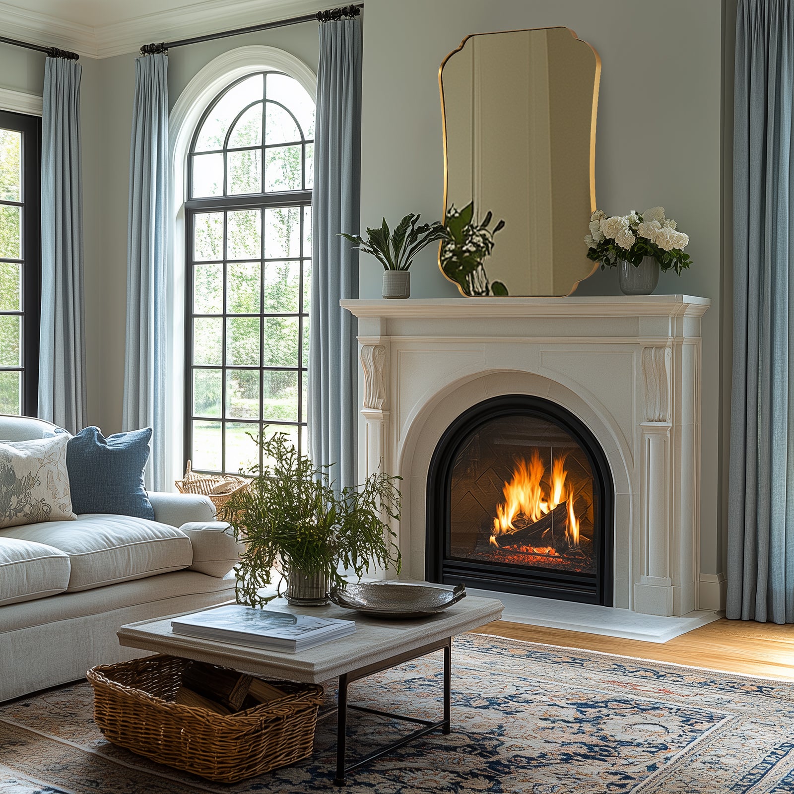 Contemporary Concave Edge Scalloped Bathroom Mirror Decorative | Stainless Steel Frame