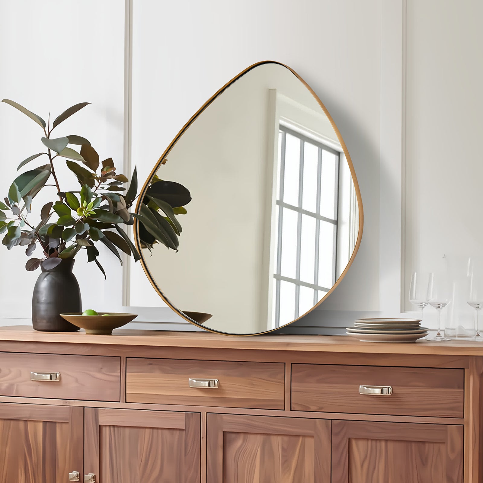 Organic Shaped Asymmetrical Irregular Decorative Gold Mirrors for Wall