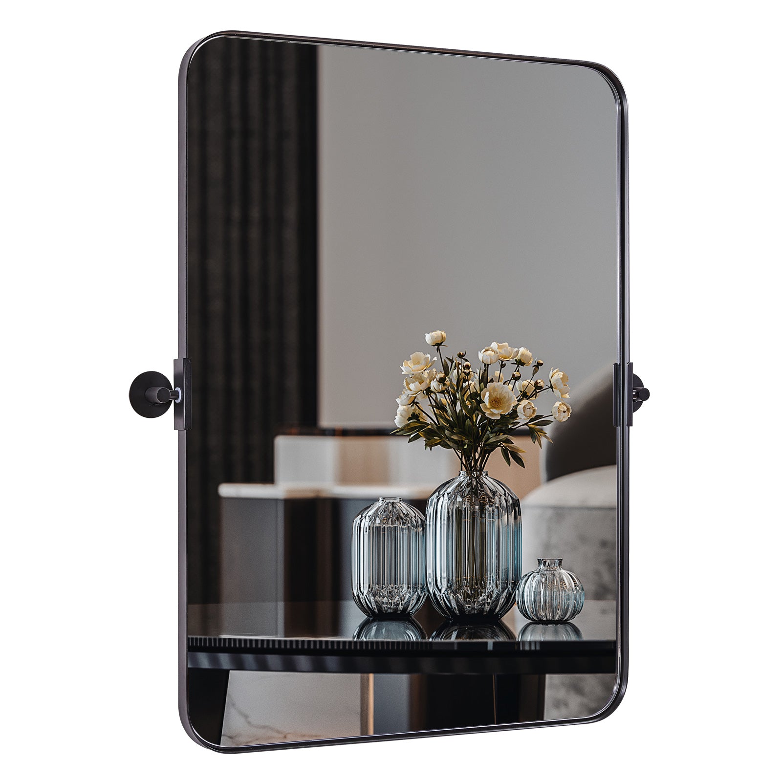 Tilting Rectangular Pivot Mirror for Bathroom/Vanity | Stainless Steel Frame