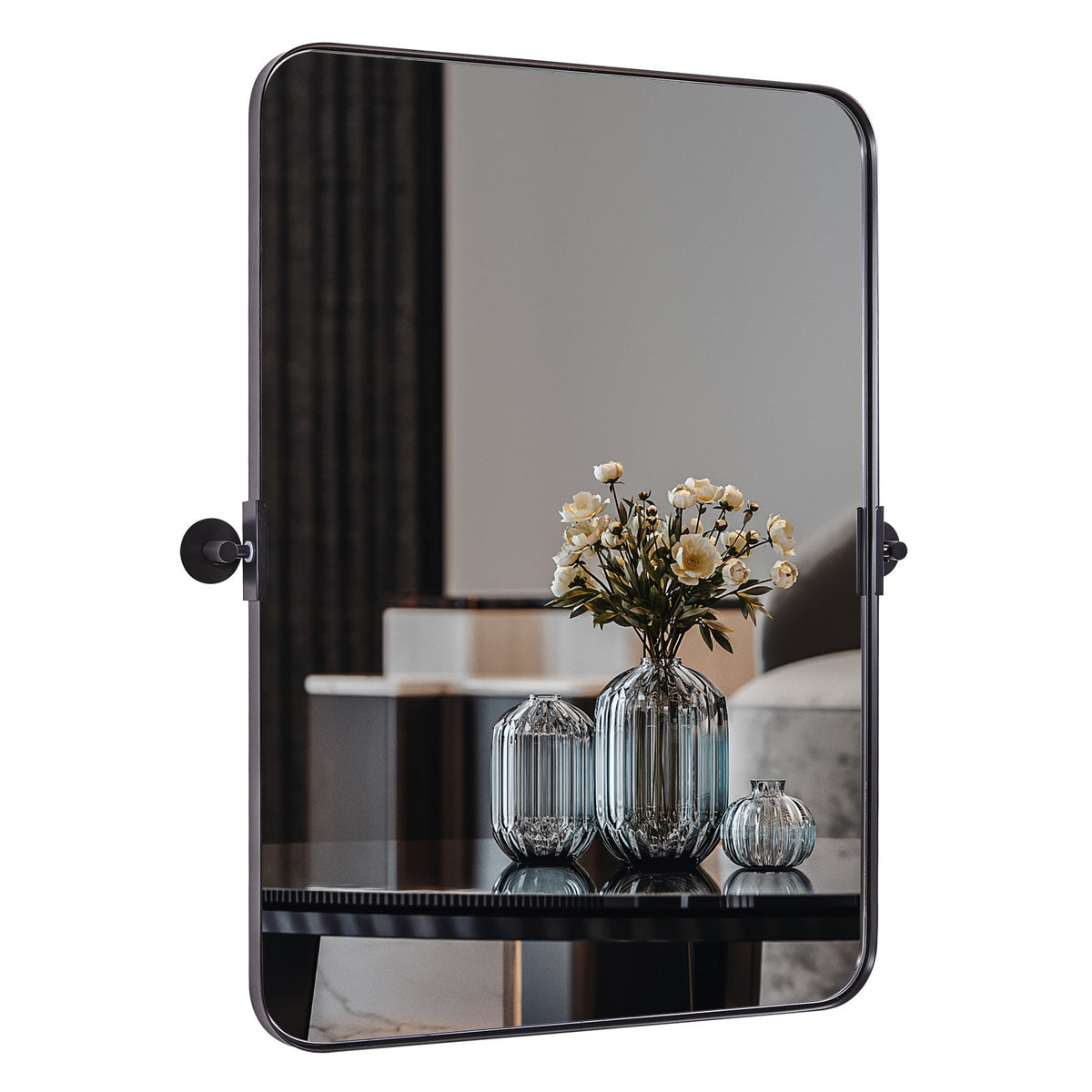 Tilting Rectangular Pivot Mirror for Bathroom/Vanity Floating Mirror | Stainless Steel Frame