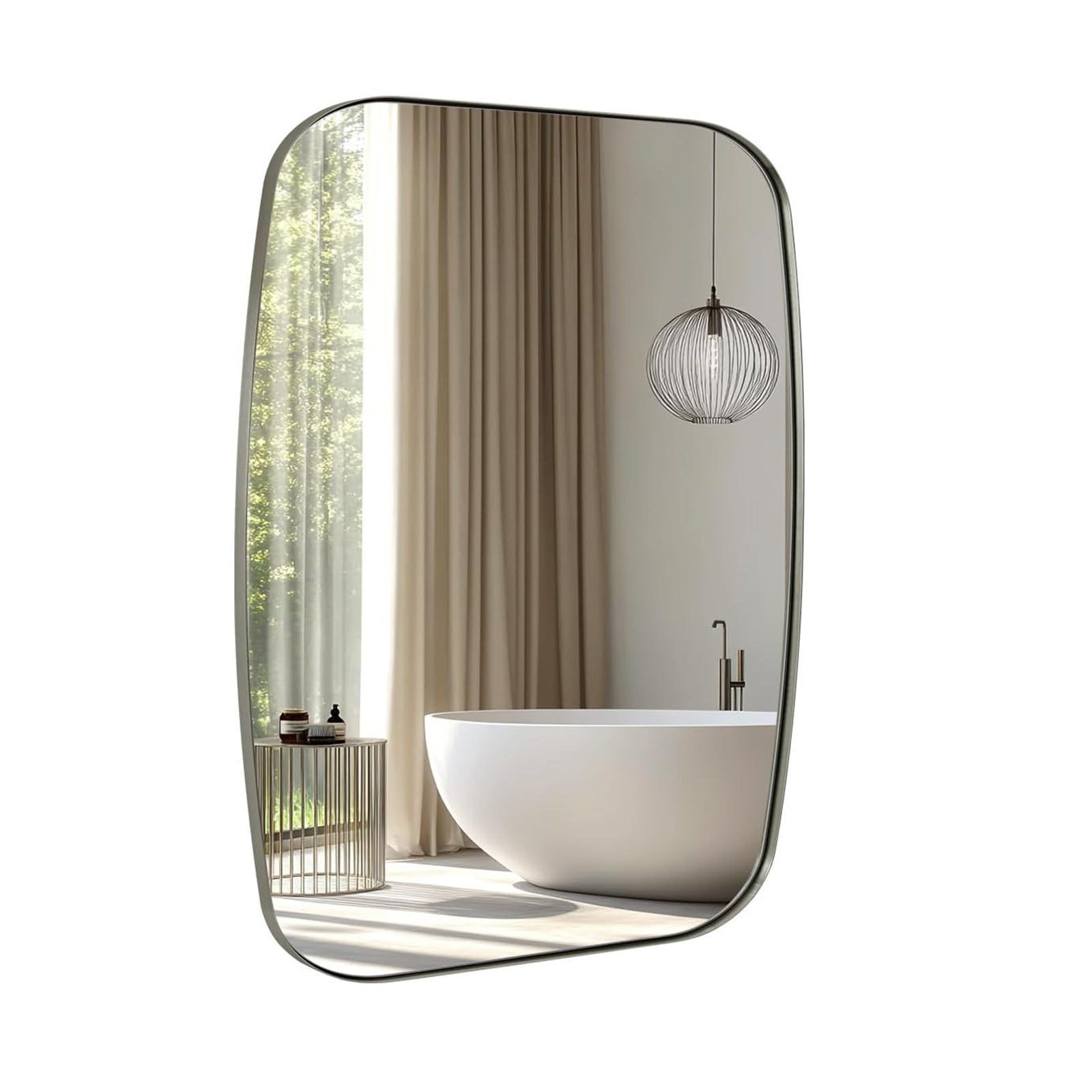Open Box Like New:Modern Oblong Bathroom Mirror Long Oval Mirror