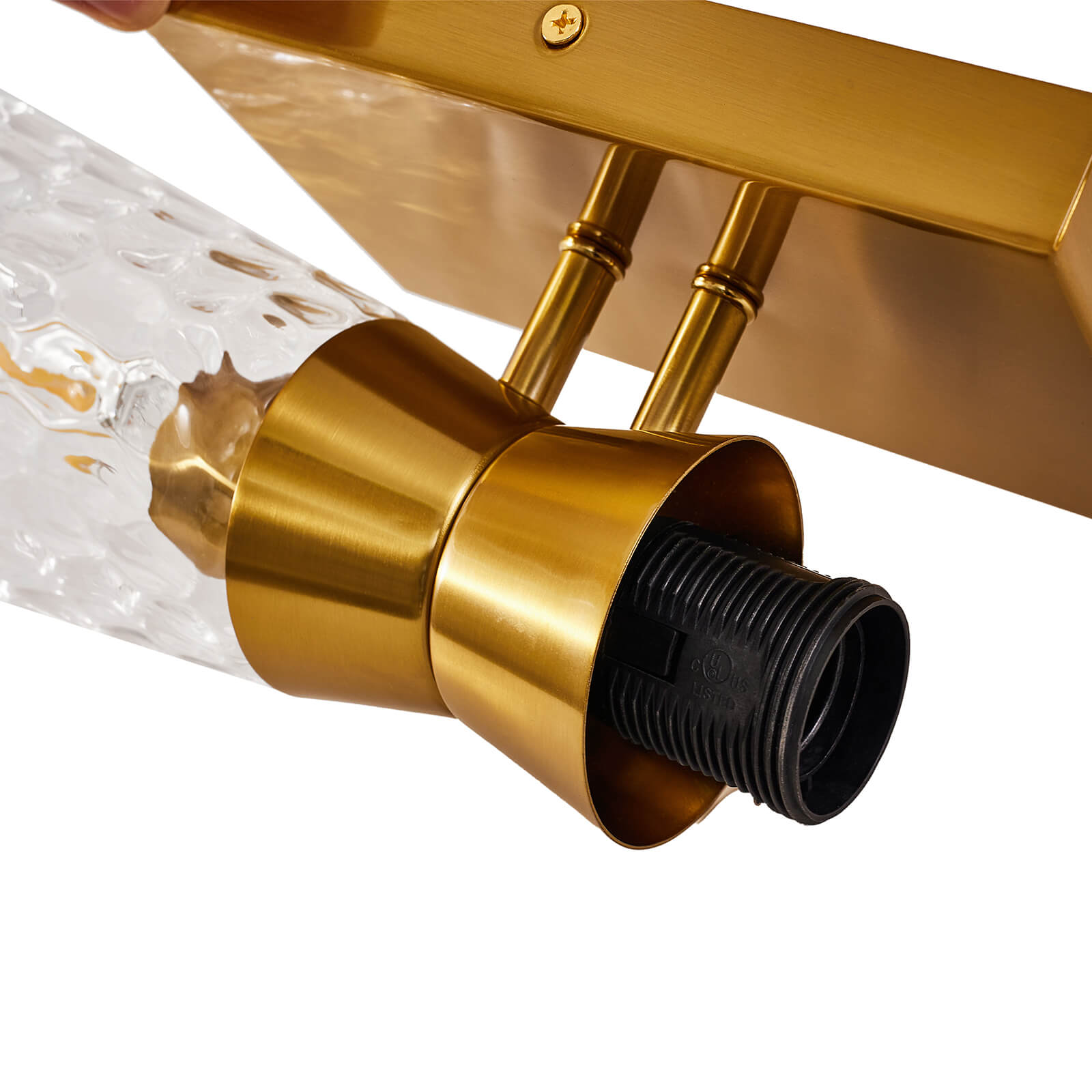 Artistic Double Sconce Flared Hammer Glass Shade Bathroom Light Fixtures