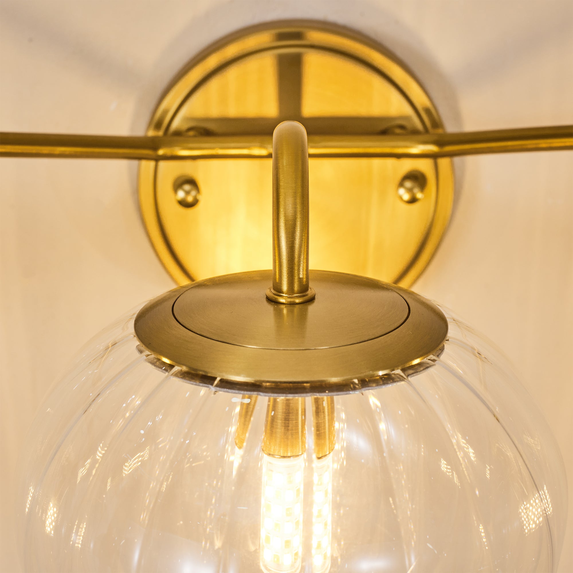 Contemporary Pumpkin Clear Glass Shades Bathroom Wall Sconce