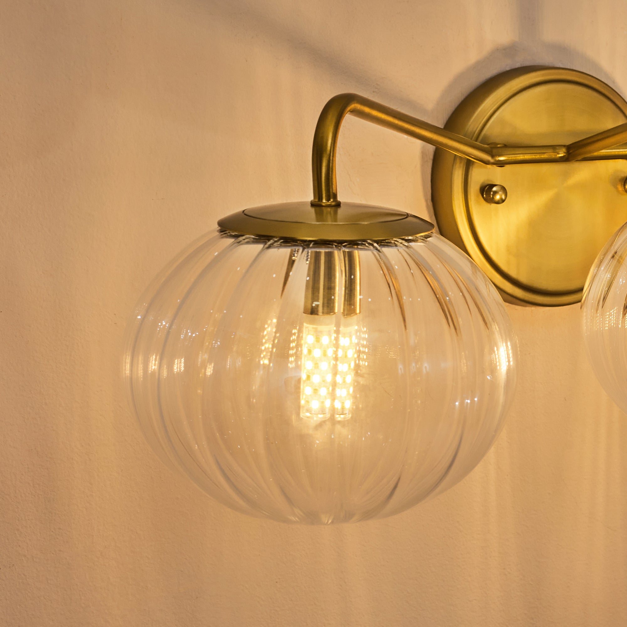 Contemporary Pumpkin Clear Glass Shades Bathroom Wall Sconce