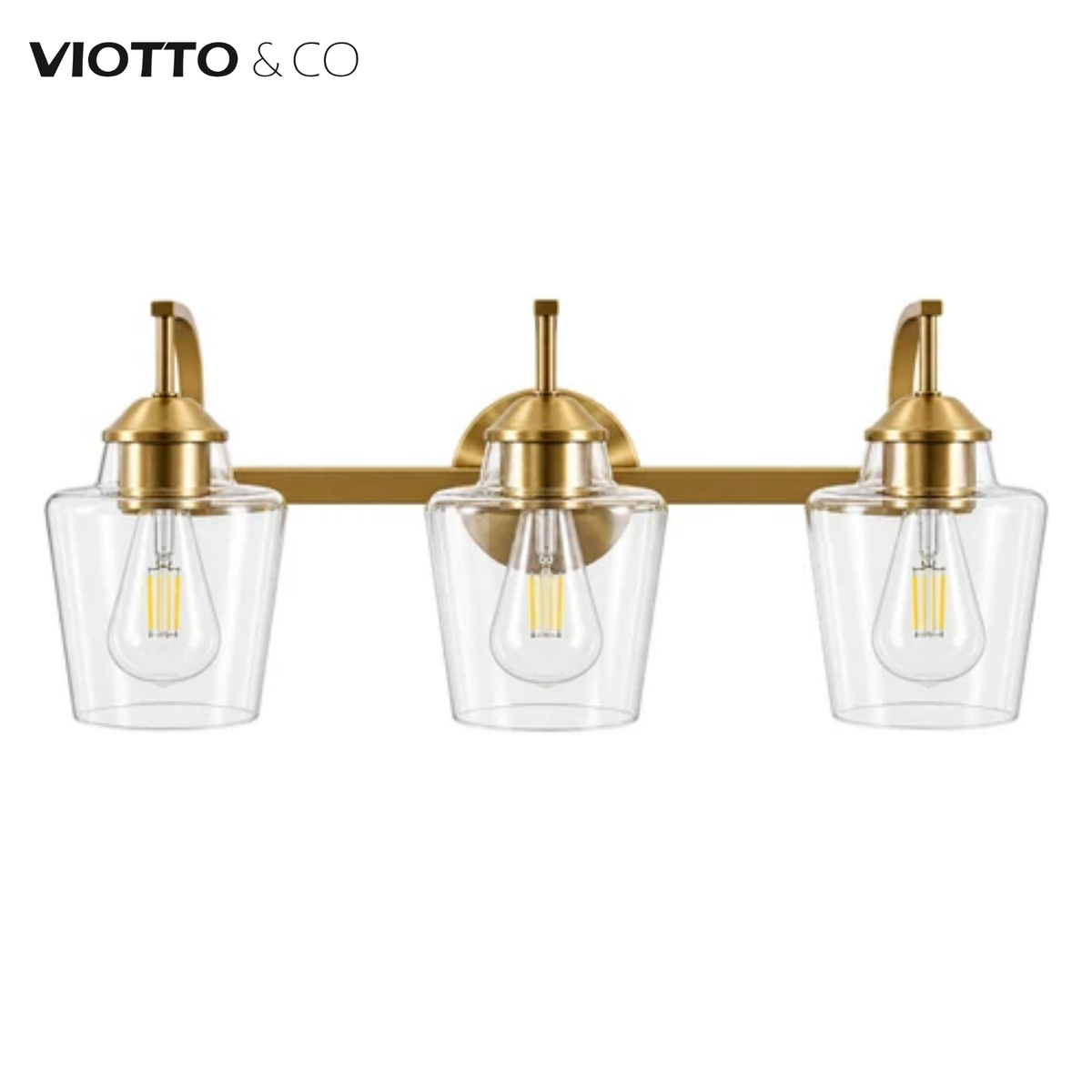 VIOTTO & CO Hand-Blown Tapered Glass Shades Bathroom Vanity Lights