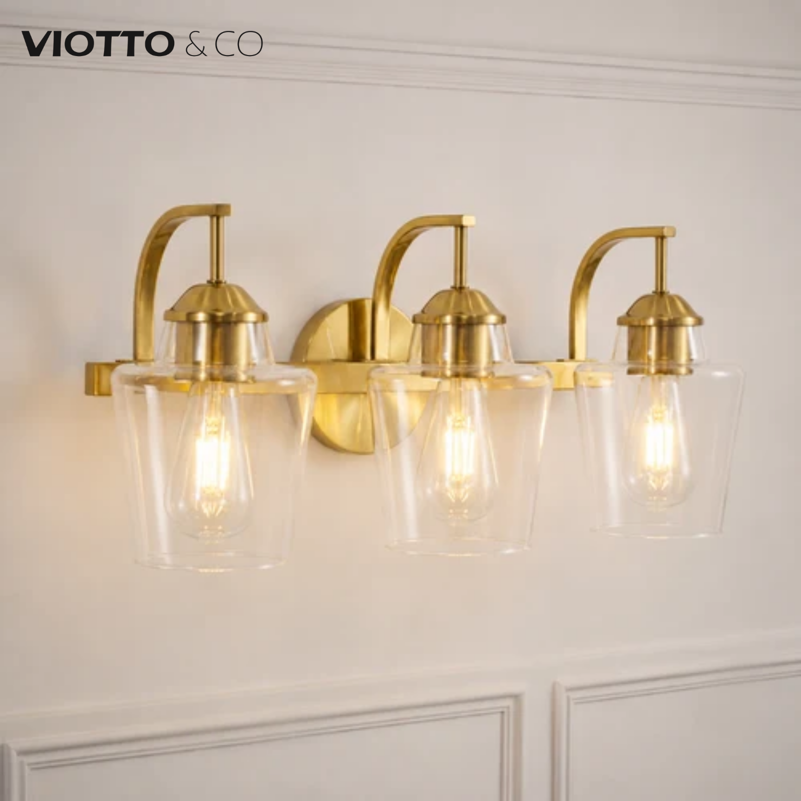 Hand-Blown Tapered Glass Shades Bathroom Vanity Lights