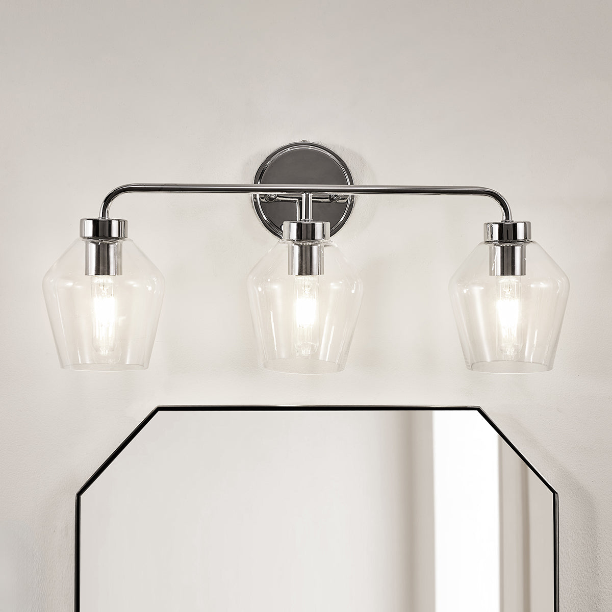 Contemporary Metal Frame Clear Glass Shade Wall Sconce Bathroom Vanity Light