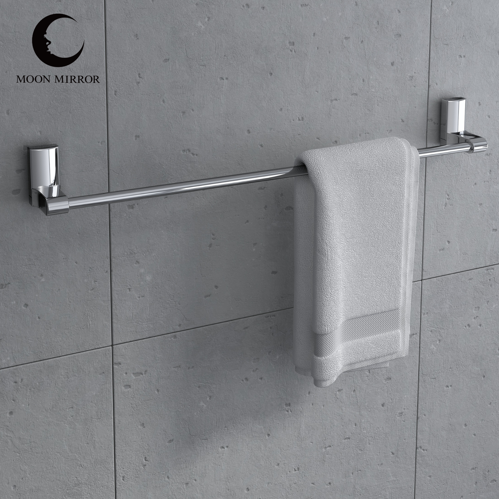 MOON MIRROR 304 Stainless Steel Thicken Towel Rack Chrome Bathroom Towel Bar Wall Mount