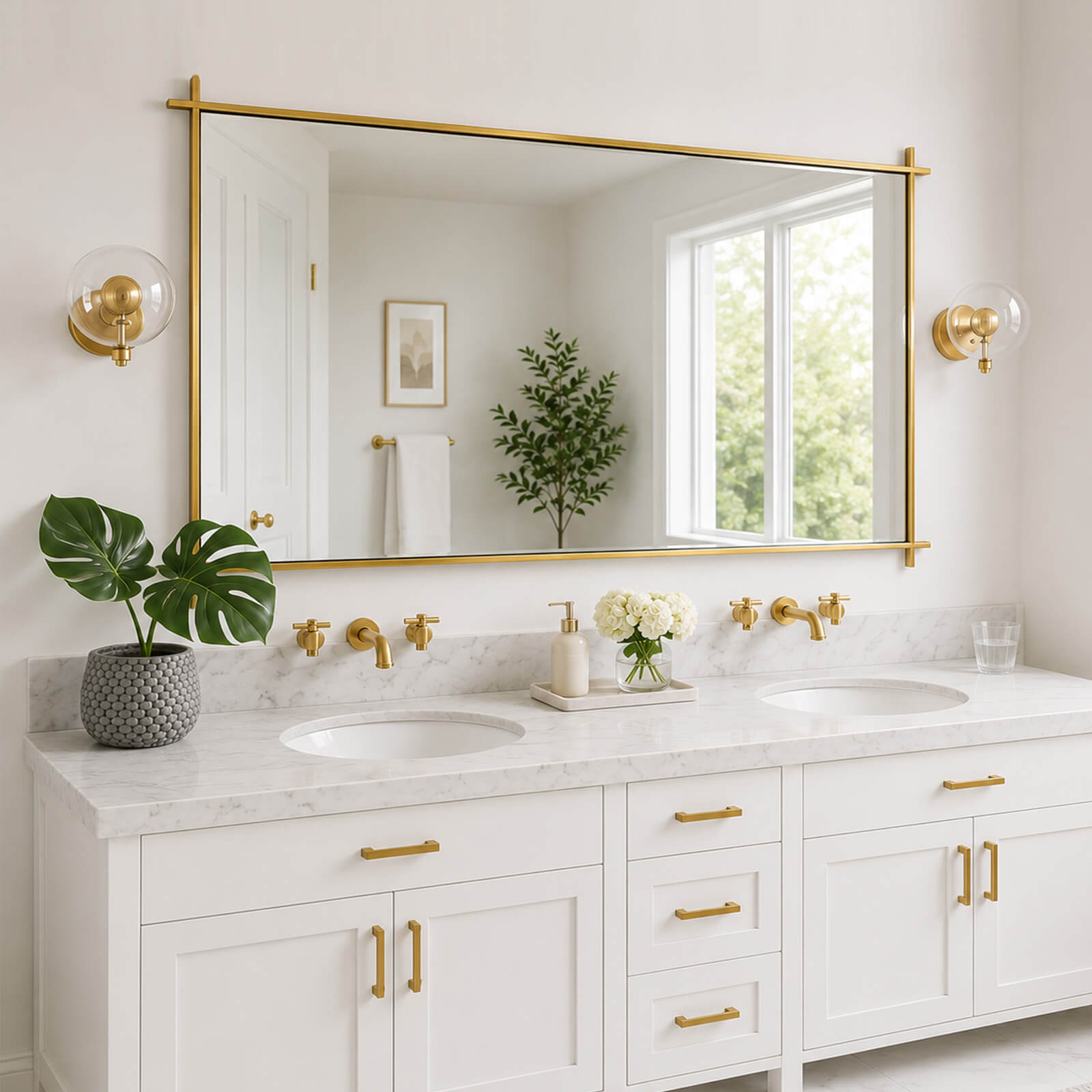 Vintage Cross Corner Rectangle Bathroom Wall Mirrors | Stainless Steel Framed