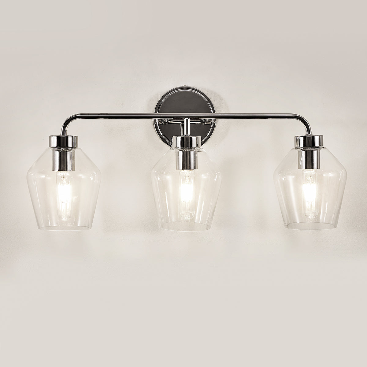 Contemporary Metal Frame Clear Glass Shade Wall Sconce Bathroom Vanity Light