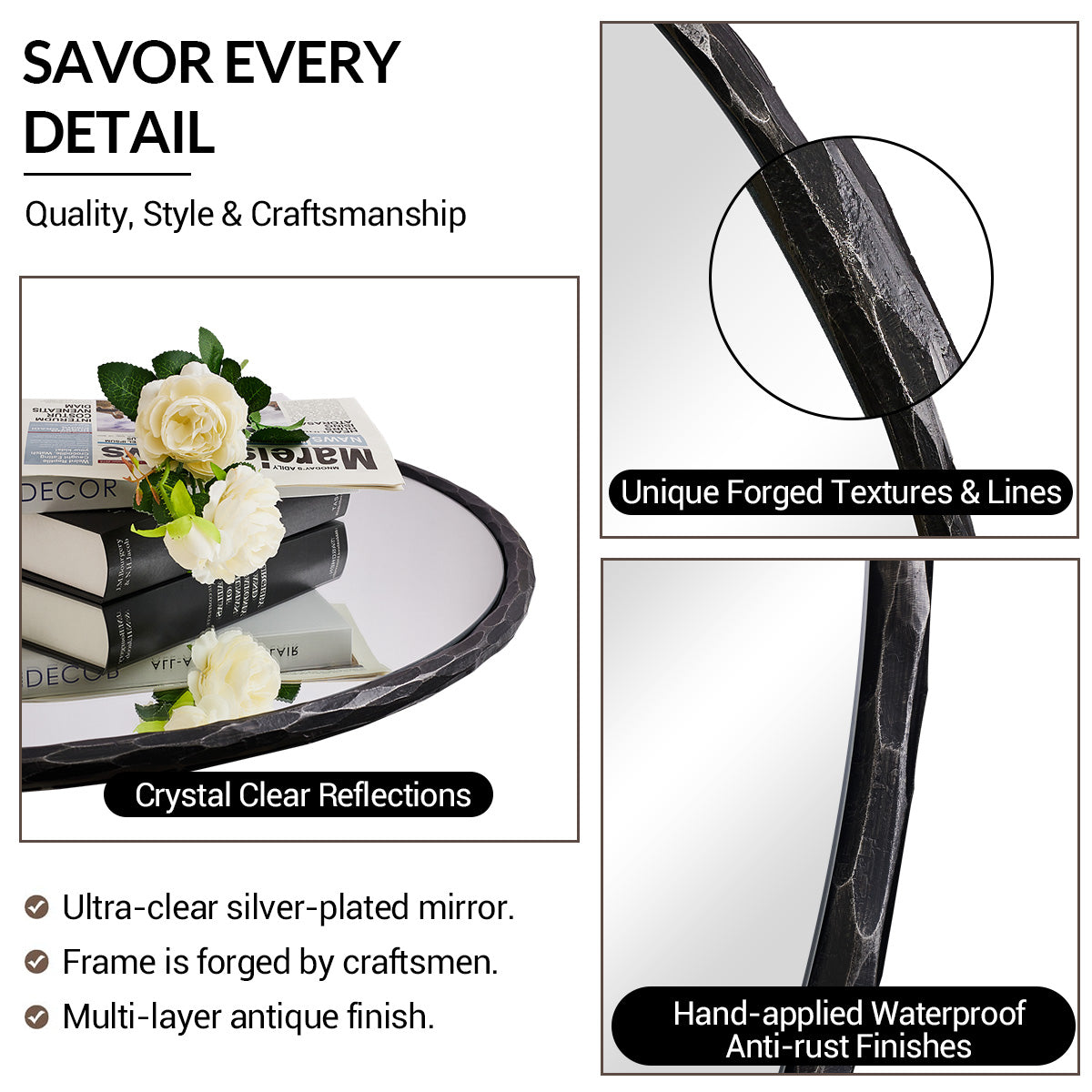 Antique Hand Hammer Forged Iron Mirror Circle Wrought Iron Mirror Round Wall Mirror