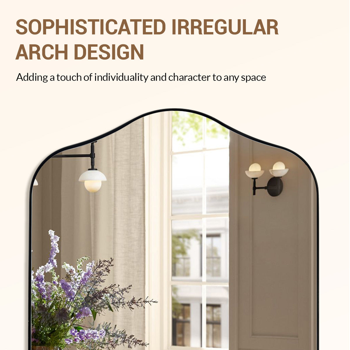 Contemporary Arch Top Curved Arched Bathroom Vanity Mirror | Stainless Steel Frame