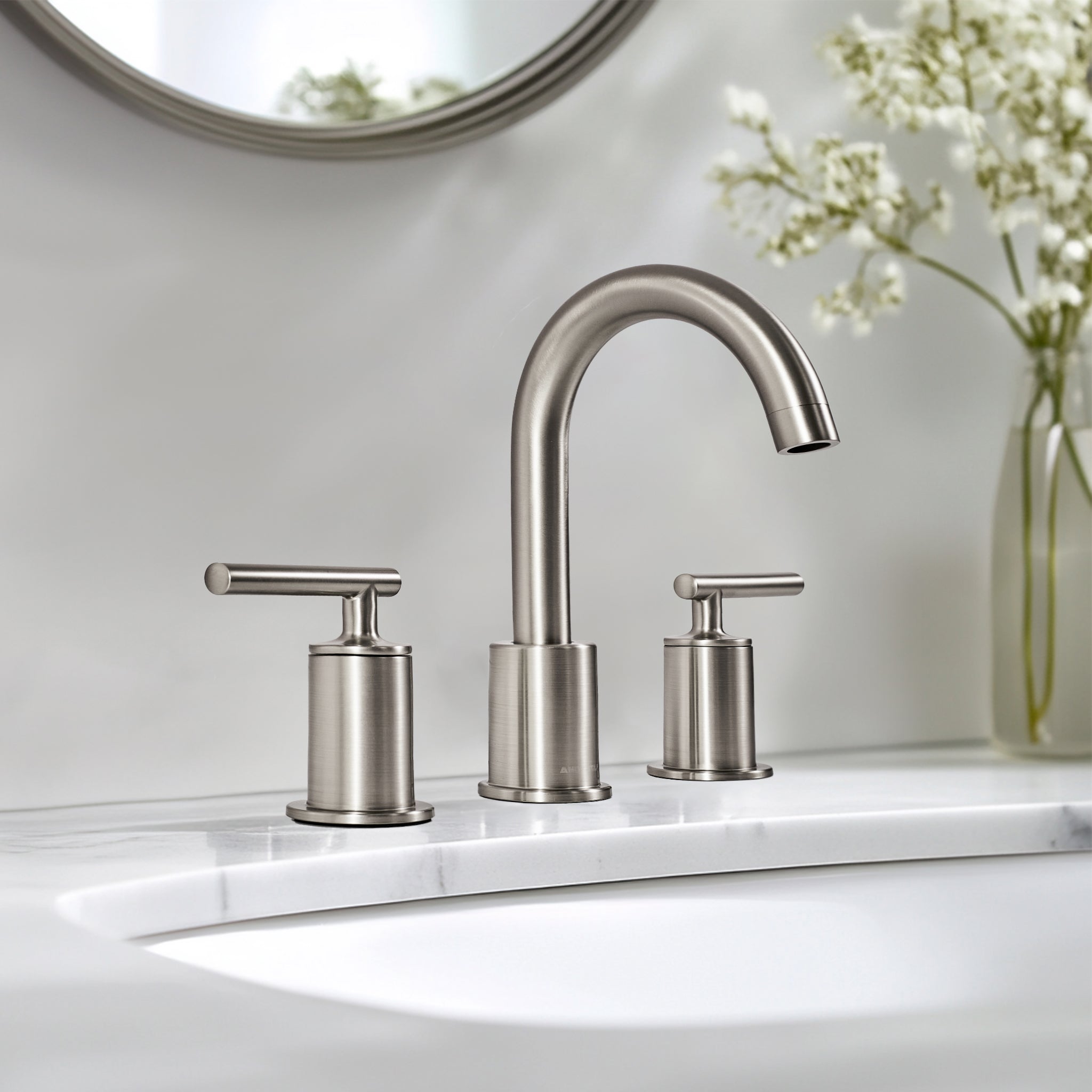 ANDY STAR Bathroom Faucet 3 Hole, 360 Degree Swivel Spout Bathroom Sink Faucet with 2 Level Handle of Hot&Cold Water Control