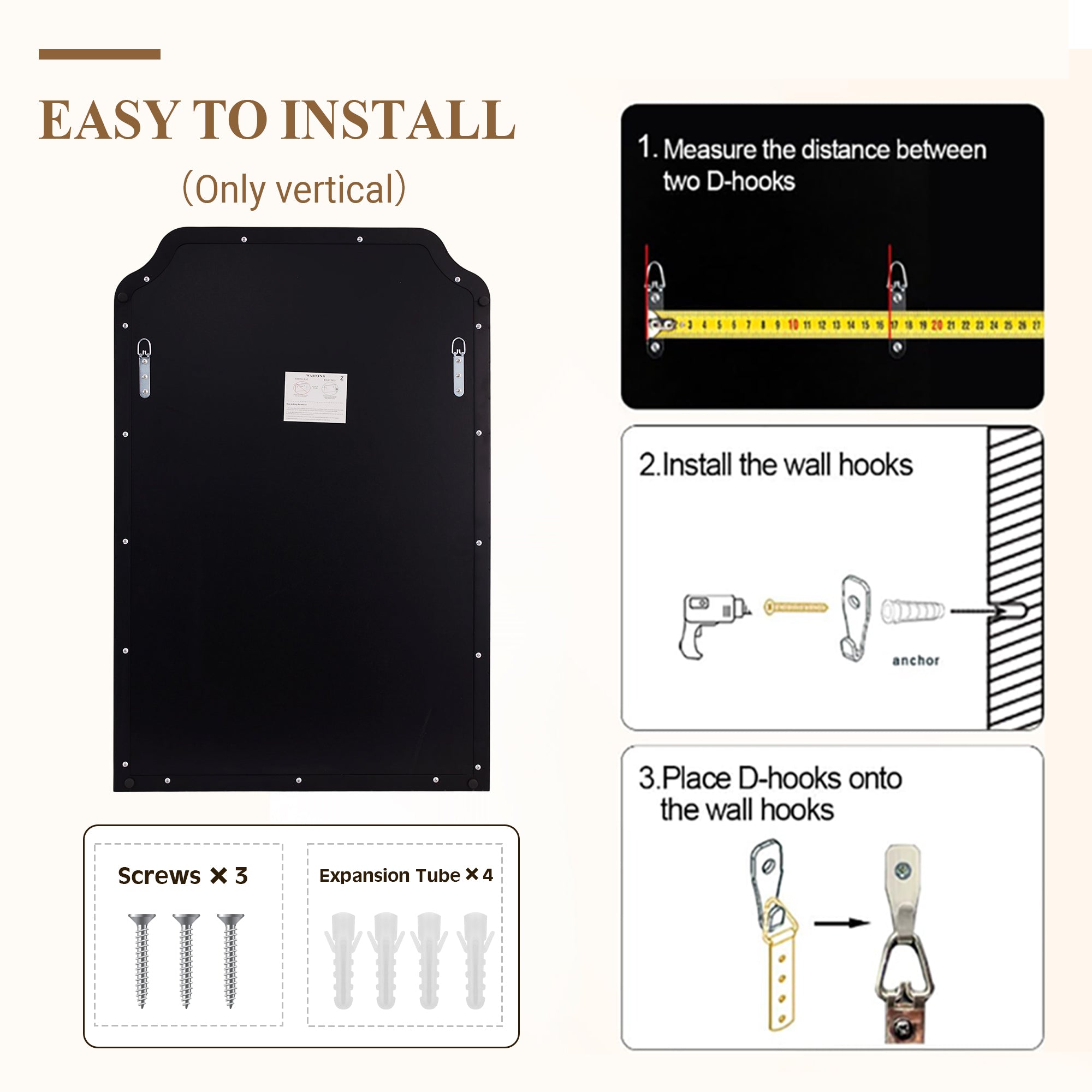 Modern Top Notched Corner Scalloped Bathroom Rectangle Vanity Wall Mirror | Stainless Steel Frame