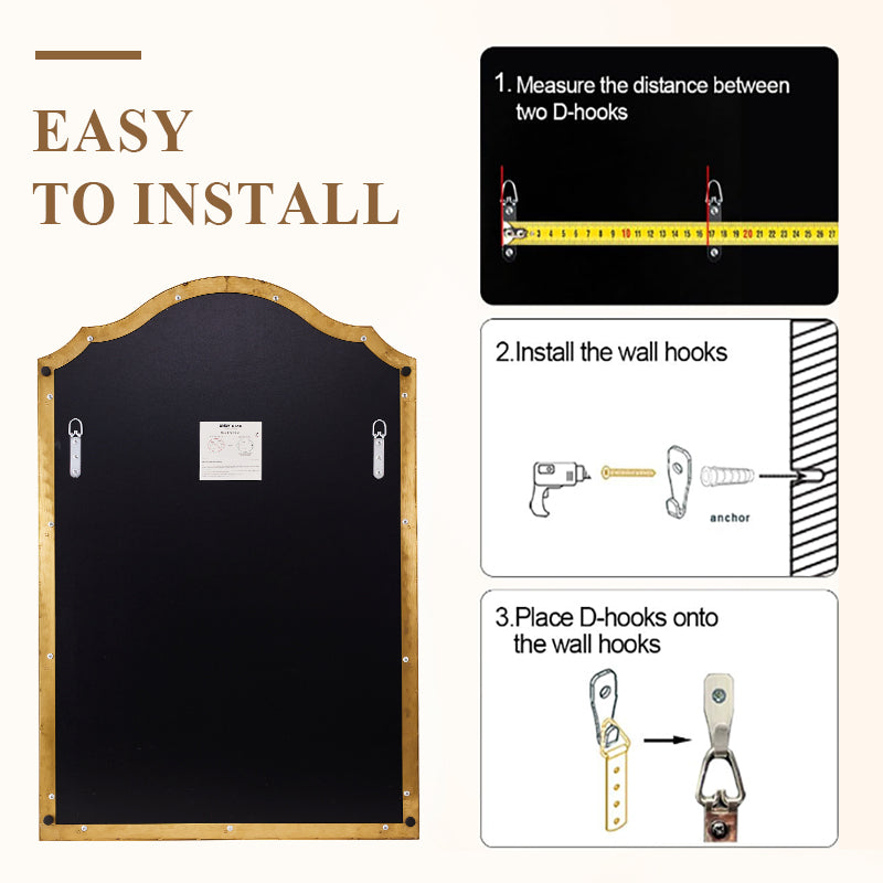 Contemporary Arched Curved Scalloped Mirror Bathroom Vanity Mirror | Stainless Steel Frame