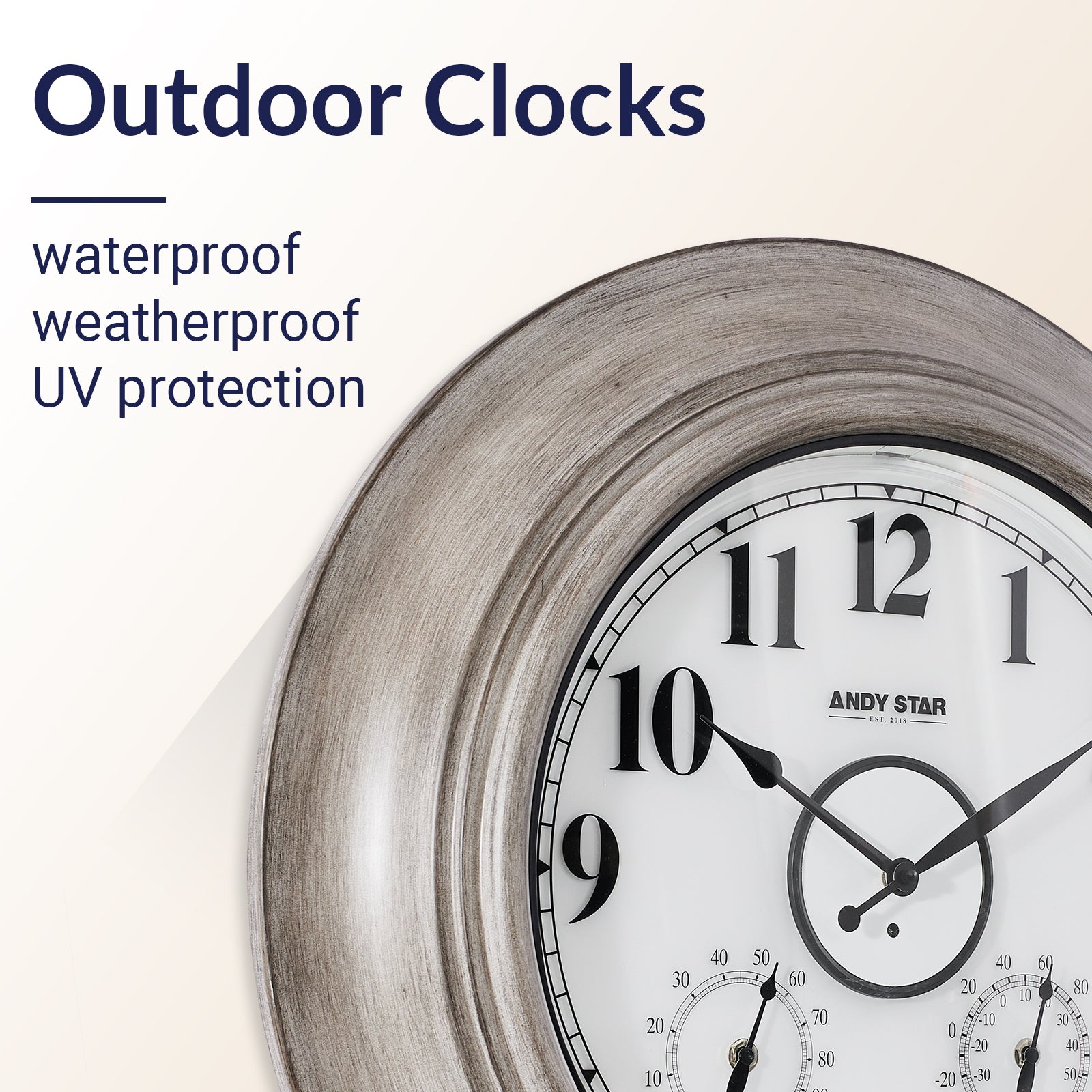 Oak 21 inch Illuminated Outdoor Clocks with Thermometer Weatherproof Waterproof