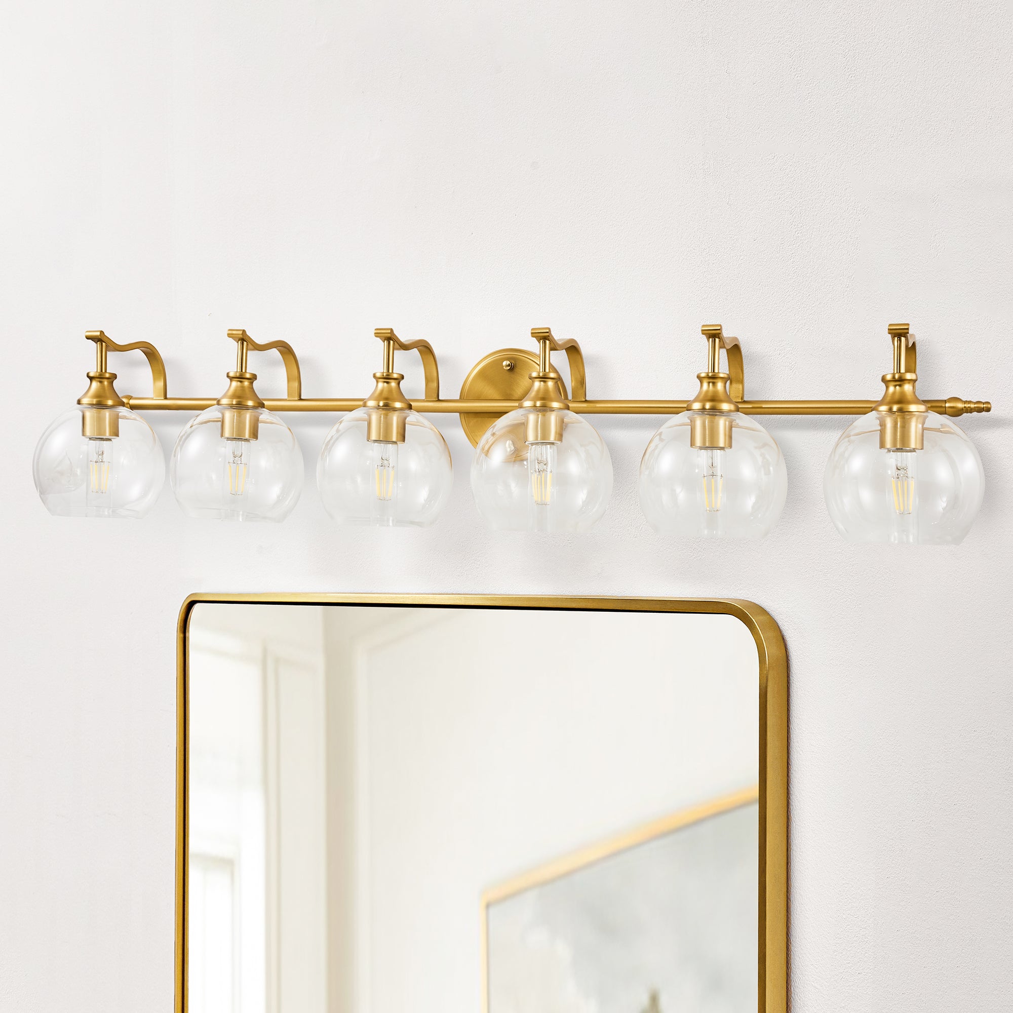 Modern Metal Crank Frame Clear Globe Glass Shade Wall Sconces for Bathroom, Living Room