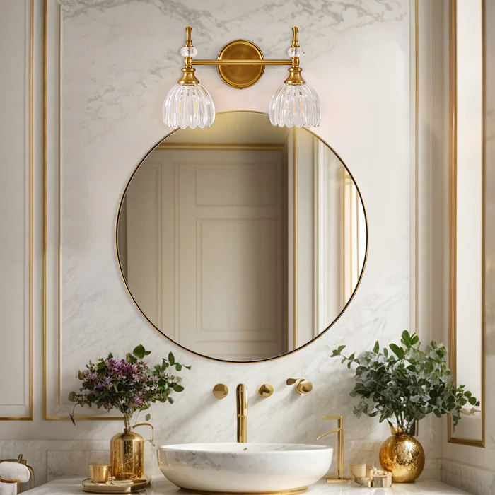 Contemporary Bathroom Vanity Light Fixtures with Tulip Glass Shade Sconces for Bath,Bedroom, Hallway