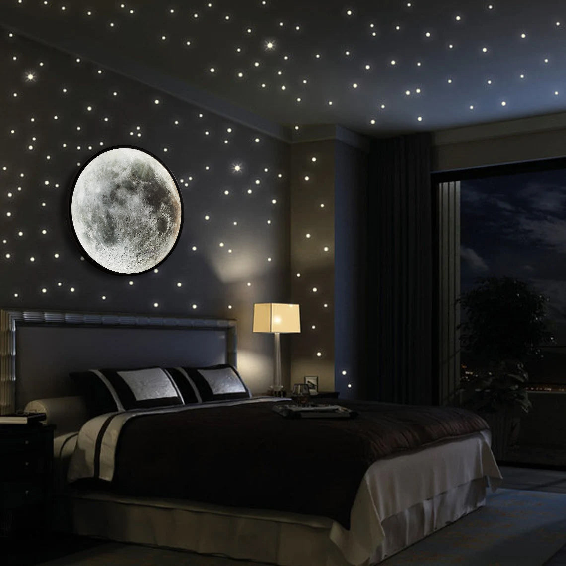 LED Moon Mirror - Aesthetic Mirror Decor with Lunar Illumination Moon Wall Lamp