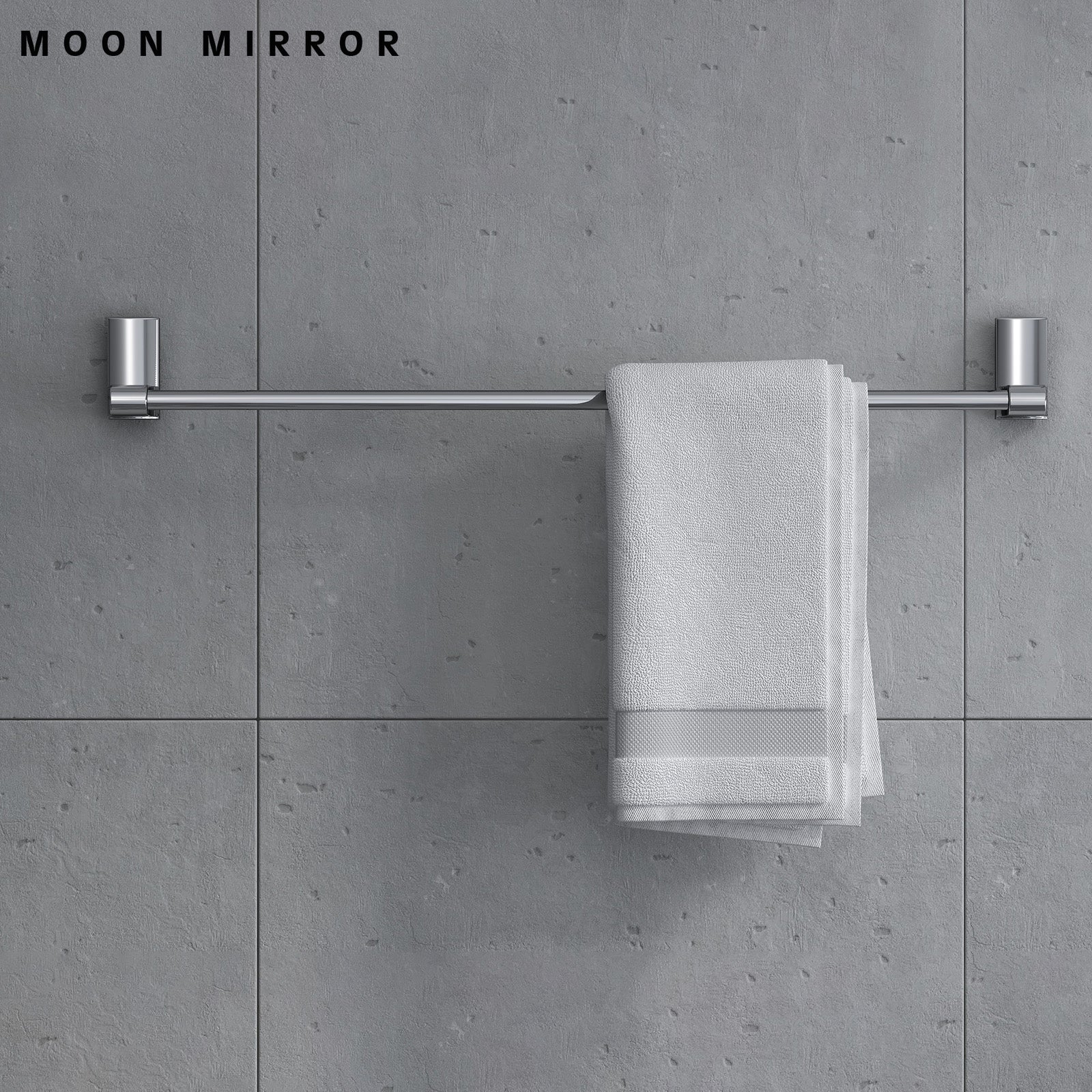 MOON MIRROR 304 Stainless Steel Thicken Towel Rack Chrome Bathroom Towel Bar Wall Mount