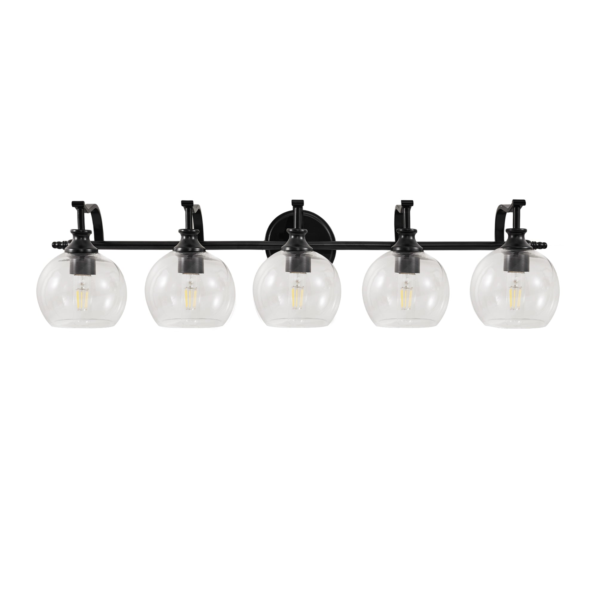 Modern Clear Globe Glass Shade Metal Crank Frame Bathroom Sconces