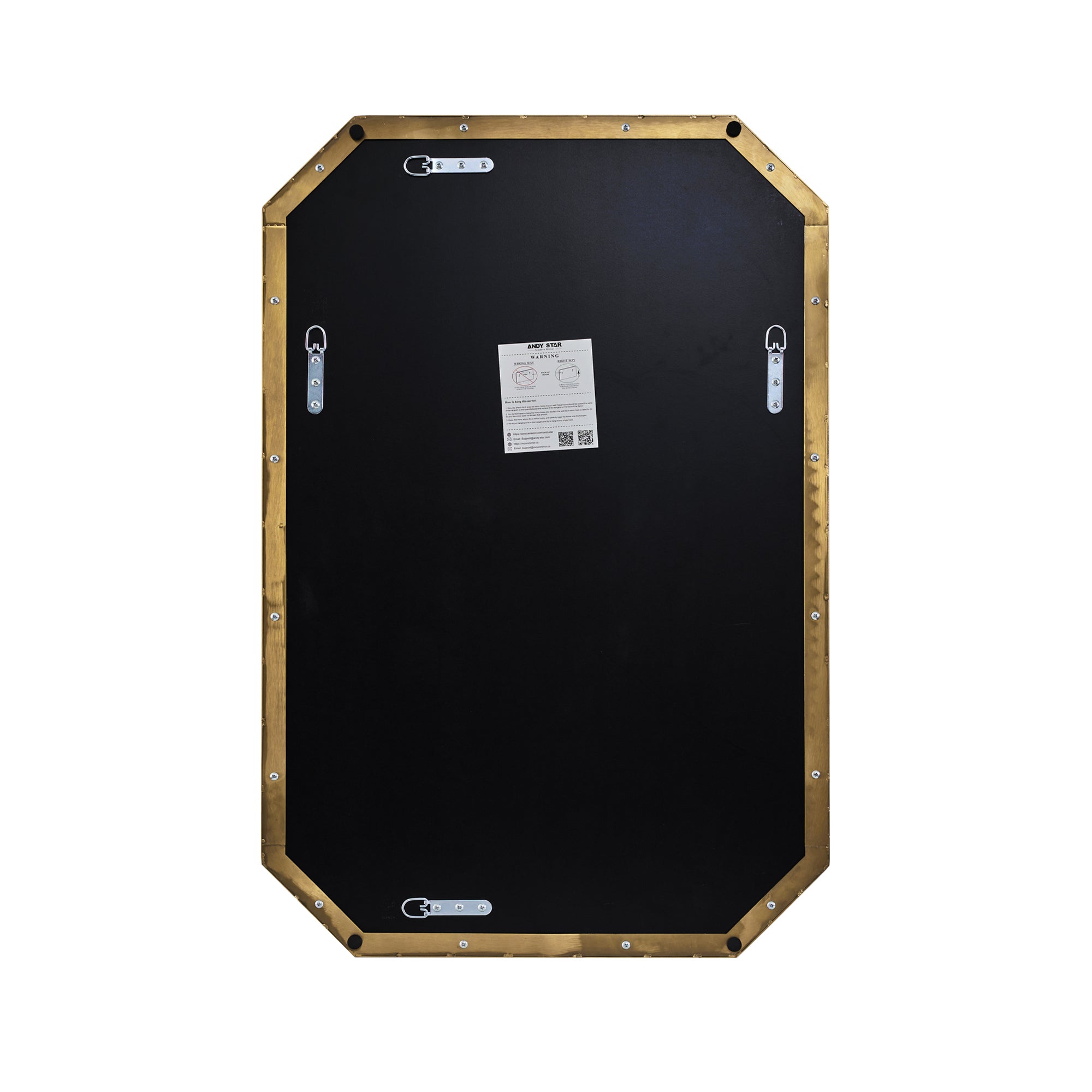 Contemporary Cut Corner Octagonal Scalloped Rectangle Mirror for Bathroom  |Stainless Steel Frame