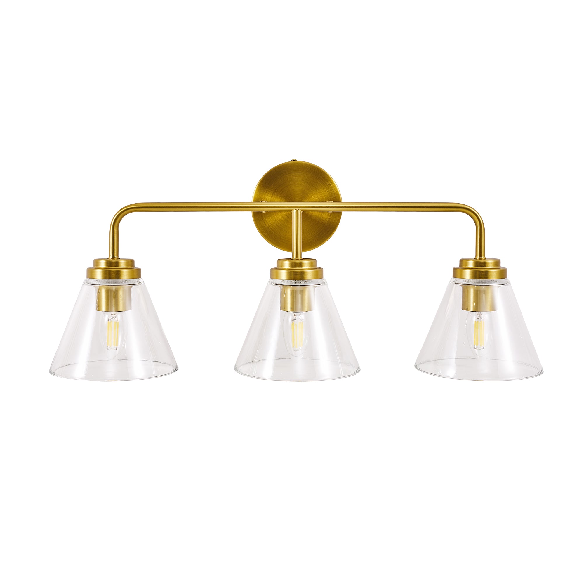 Modern Cone Clear Glass Shade Bathroom Wall Sconces